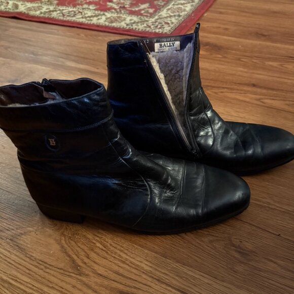 Vintage Bally Shearling-lined Men\'s Black Leather Winter Boots -  Size 12M main image 6